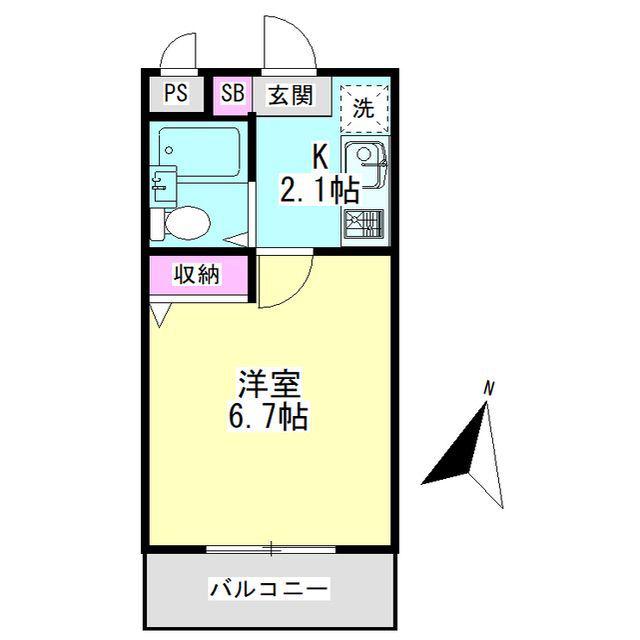 エルマーノ堀之内(1K/1階)の間取り写真