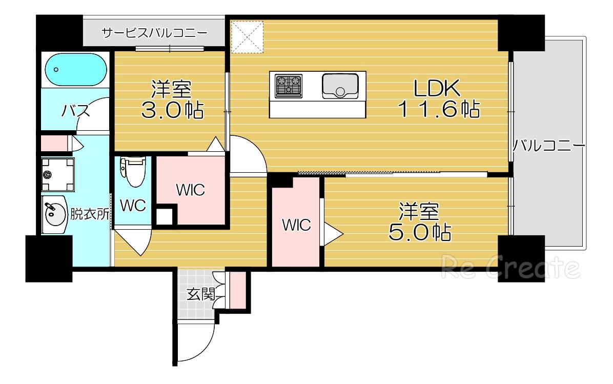 アーバネックス南新町(2LDK/7階)の間取り写真