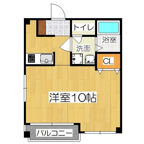 エアフォルクフリーデン(1K/3階)の間取り写真