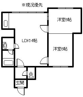 パレスC(2LDK/1階)の間取り写真