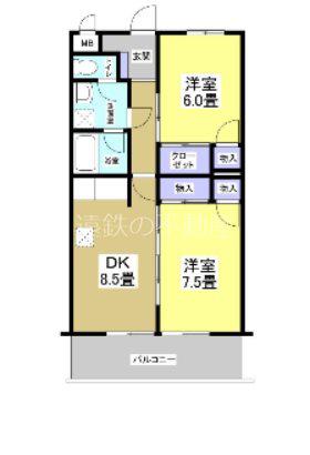 IVYキャッスルI(2DK/3階)の間取り写真