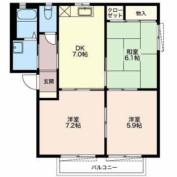ガーデンプレイスRINOIII(3DK/2階)の間取り写真