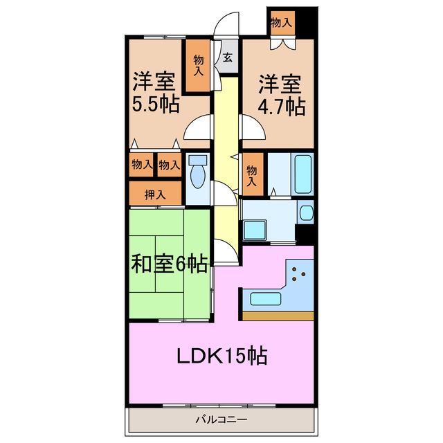 エクセレンス前後(3LDK/12階)の間取り写真