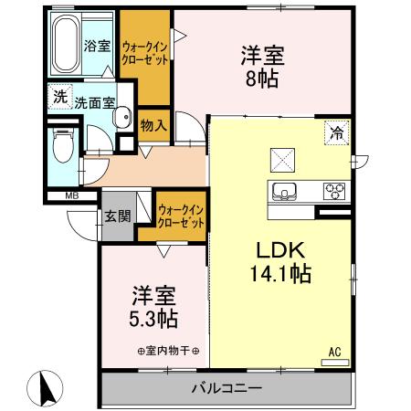 フォルビート(2LDK/1階)の間取り写真