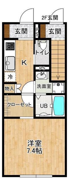 RAINBOW MIRAI A棟(1K/1階)の間取り写真