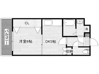 リファレンス小倉(1DK/11階)の間取り写真