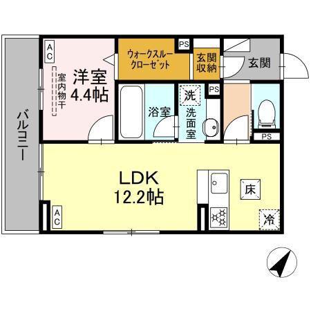 D CREST津島町(1LDK/1階)の間取り写真
