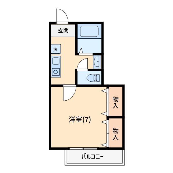 プルミエ(1K/1階)の間取り写真