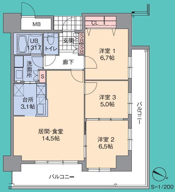 プライムメゾン セントラルパーク(3LDK/4階)の間取り写真
