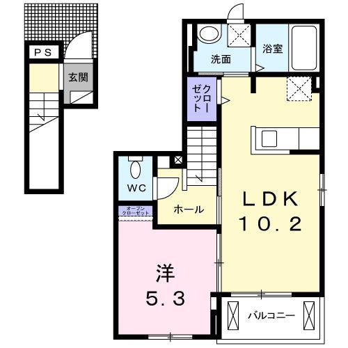 フォレストハイツI(1LDK/2階)の間取り写真