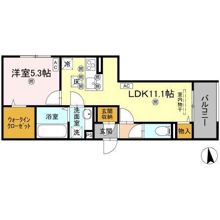 ギムレットB(1LDK/1階)の間取り写真