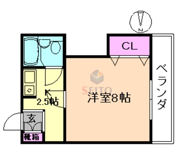 服部シティハイツ(1K/2階)の間取り写真