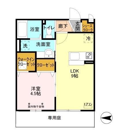 メゾーネ三郷中央(1LDK/1階)の間取り写真