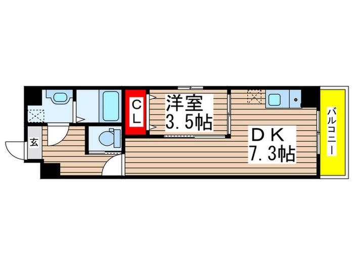 GRAZIE船橋(1DK/3階)の間取り写真