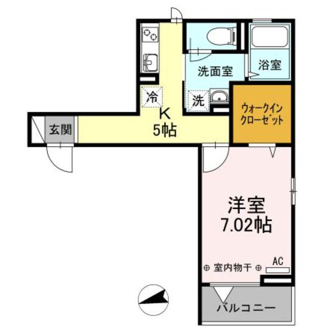 エスポワール′17(1K/2階)の間取り写真