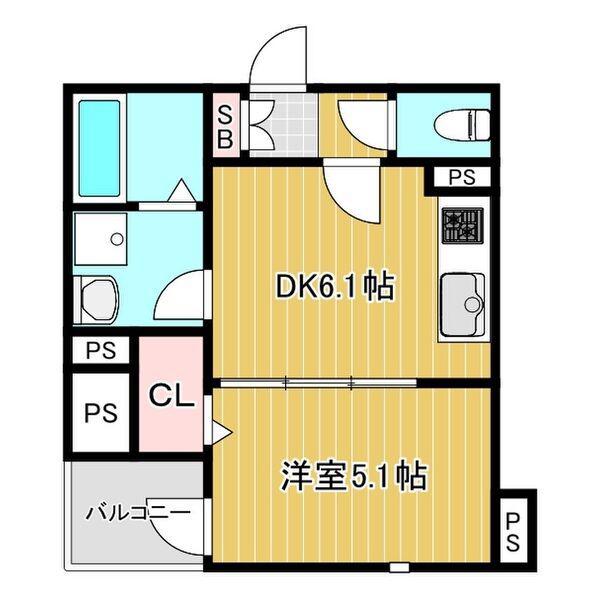 LINO久宝寺(1DK/3階)の間取り写真