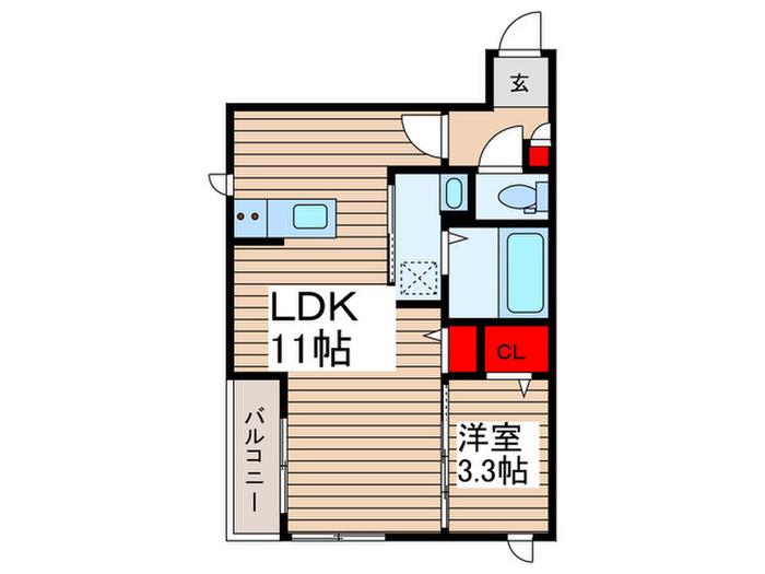 東武伊勢崎線 新田駅(埼玉) 徒歩2分 3階建 築7年(1LDK/1階)の間取り写真