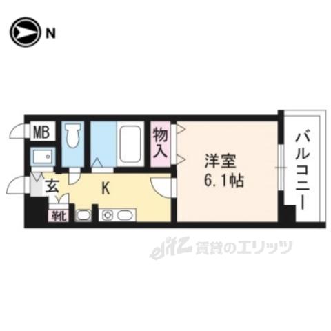 スワンズ京都二条城北403(1K/4階)の間取り写真