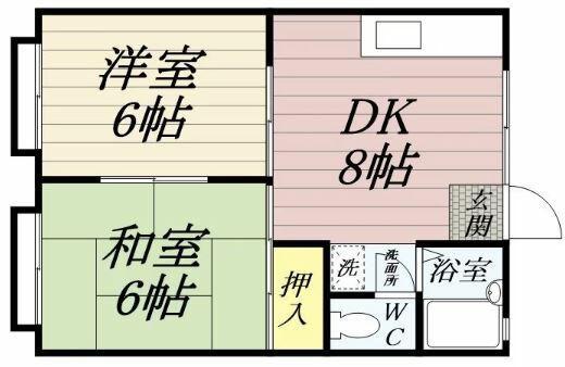 サニーテラス(2DK/2階)の間取り写真