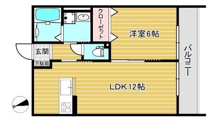 ウィズハイムC(1LDK/1階)の間取り写真