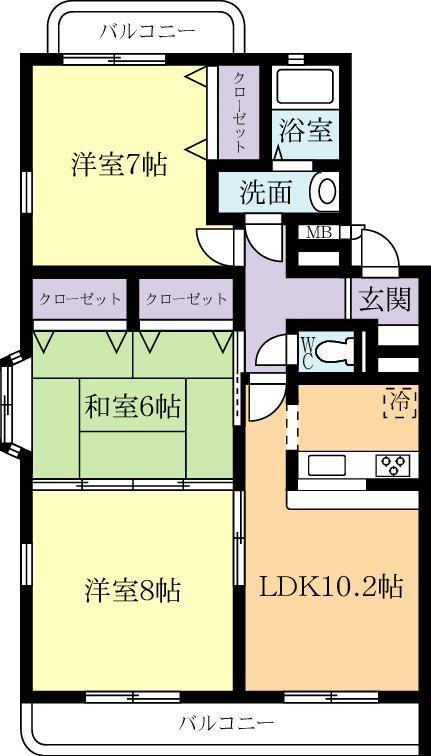 グレイスコートV(3LDK/3階)の間取り写真