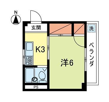 マガキコーポ(1K/2階)の間取り写真