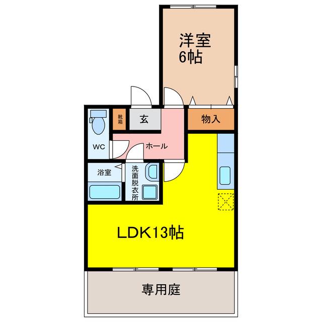シャルマンコート高木瀬(1LDK/1階)の間取り写真