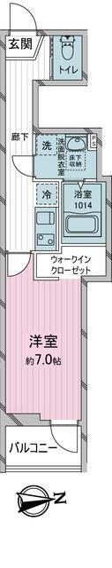 ヨーク所沢II(1K/2階)の間取り写真