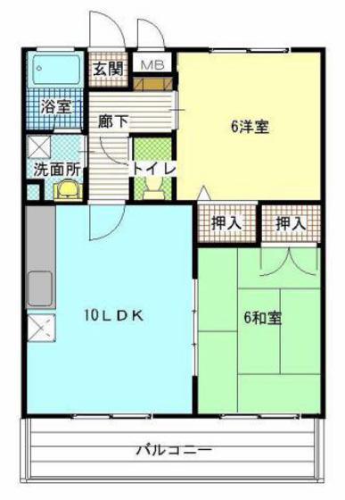 プレジール石堂(2LDK/2階)の間取り写真