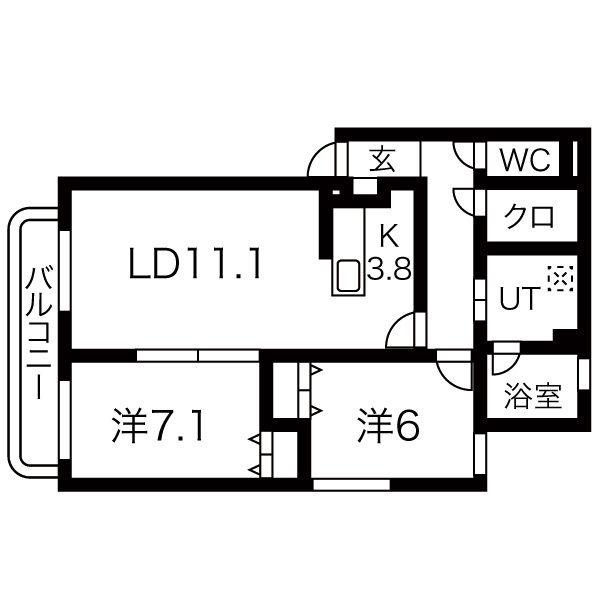 グランフォート伏見(2LDK/4階)の間取り写真