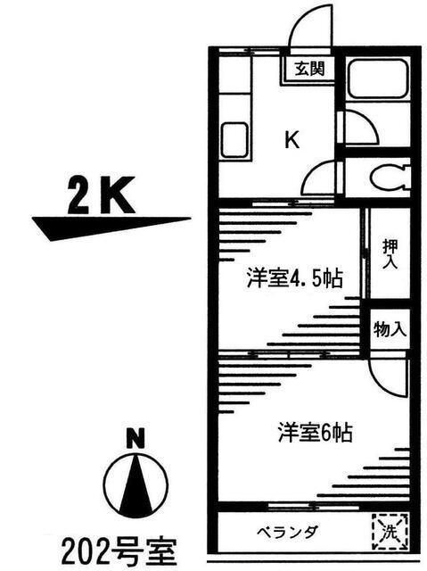 横山コーポ(2K/2階)の間取り写真