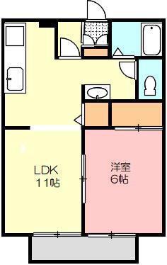 サンライフ植松B(1LDK/2階)の間取り写真