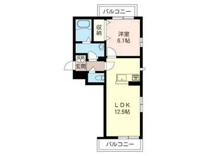 ロータスガーデン(1LDK/2階)の間取り写真