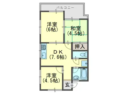マンション翠館(3DK/2階)の間取り写真