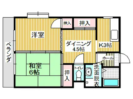 サニーコーポ(2DK/2階)の間取り写真