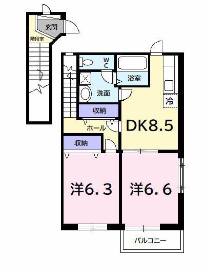 サンセールメゾン514(2DK/2階)の間取り写真