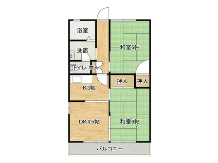 グリーンヒル(3K/2階)の間取り写真