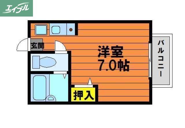 コーポユーカリ(1K/1階)の間取り写真