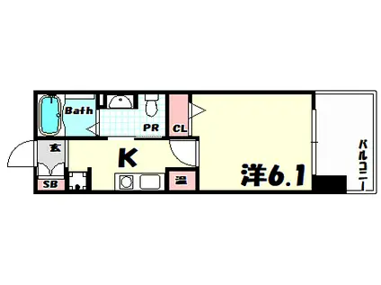 ロイヤル神戸三宮(1K/2階)の間取り写真
