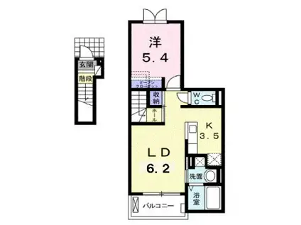 ライトスプリングB(1LDK/2階)の間取り写真