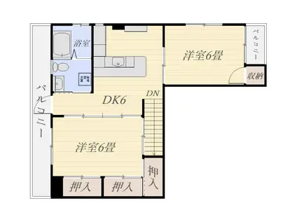 モリヤマビル(2DK/5階)の間取り写真