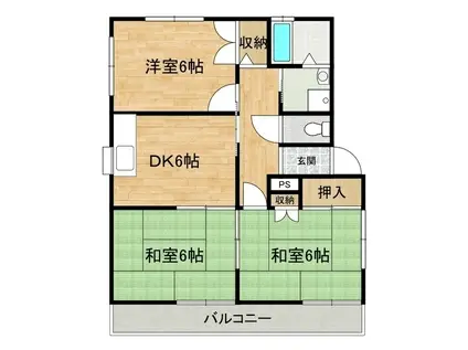 プラティーク月出(3DK/4階)の間取り写真