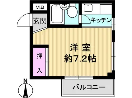 リバーヒルハイツ(ワンルーム/3階)の間取り写真
