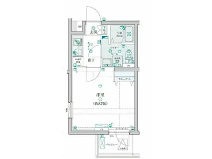 GENOVIA桜上水SKYGARDEN(1K/1階)の間取り写真