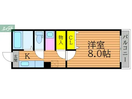 ラッキーハウス 南棟(1K/2階)の間取り写真