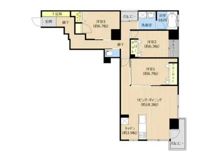 T.PROUD水前寺公園(3LDK/10階)の間取り写真