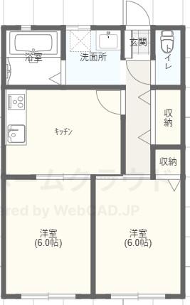 東小保方ハイツB(2DK/2階)の間取り写真