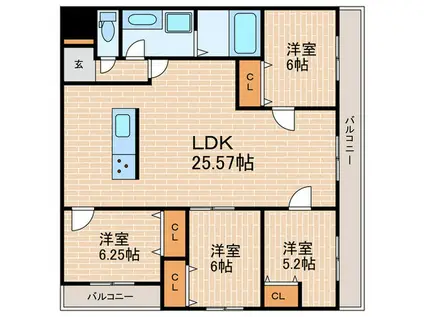 MESSAGE苦楽園三番町(4LDK/2階)の間取り写真