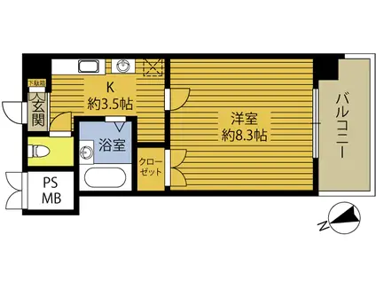 大在コーポIII(1K/1階)の間取り写真