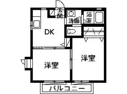 クレセント D(2DK/2階)の間取り写真